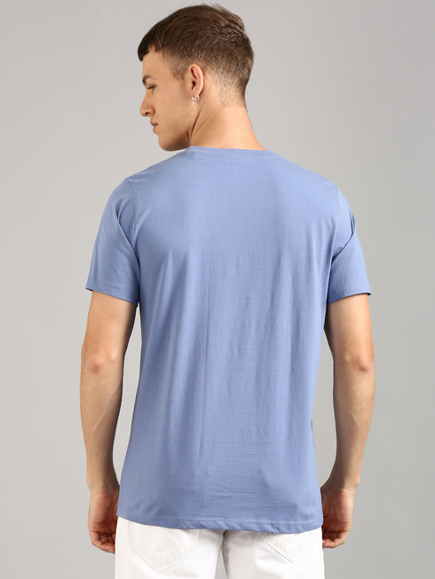 Blue Printed Regular Fit T-Shirt